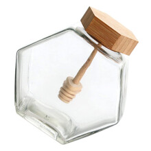 Glass Honey Jar With Bamboo Lid And Dipper, Transparent Kitchen Container With Wide Mouth For Easy Cleaning