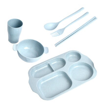 6-delig tafelgerei van tarwehooi, onbreekbaar kinderdienblad