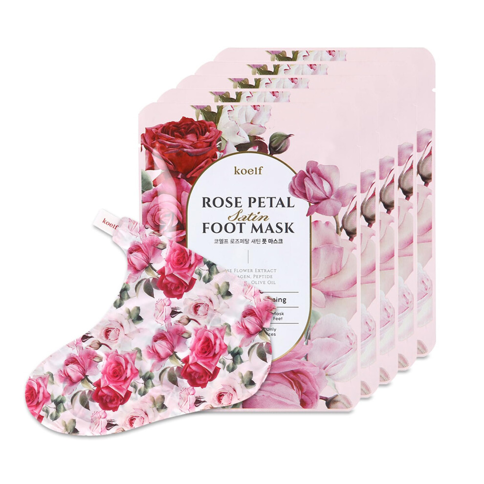 PETITFEE Rose Petal Satin Foot Mask (5pairs) - Intensive Nourishing Socks  Rose Scented Foot Repair Masks with Peptide  Collagen  Shea Butter  Urea fo-image-OPC-PGMD7GZ-NEW
