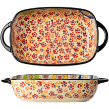 Lasagna Baking Dish Rectangular Ceramic Ovenproof Microwave Safe 33.6cm Vintage Style