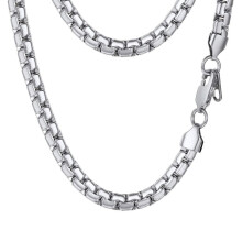 Colier cu lan? din o?el inoxidabil prosteel femei baiat barba?i bijuterii cu cutie rotunda lan? plat la moda straturi straturi lungi colier lung