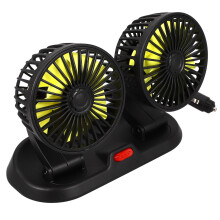 car double-head portable cooling fan with rotatable air circulation