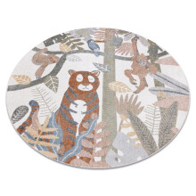 Tapete BONO 8426 círculo Selva, animais selvagens creme / ouro escuro círculo 140 cm