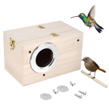 Solid Wood Parrot Breeding Box Left Opening Nesting Box Natural Wood Color 24.5x13x13 cm Lovebird Parakeet Compatible
