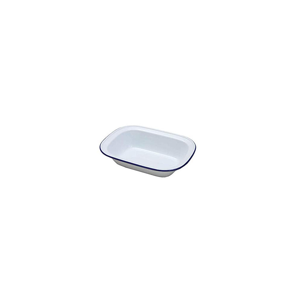 Enamel Oblong Pie Dish 18cm Rectangular Bakeware Enamel Coated Size 18cm Oven Safe