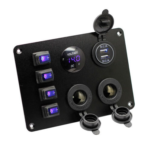 Car Multifunctional 4-gang Toggle Switch Panel Vehicle Rocker Switches ...