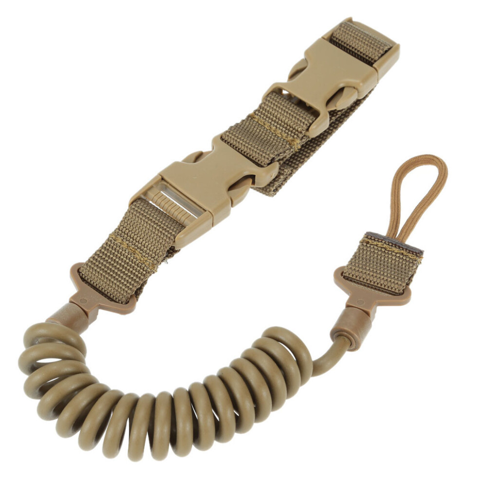 (Khaki) Keychain Spring Coil Retractable Key Ring Lanyard Hiking Hunting-image-OPC-PKS795T-NEW