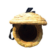 Nido De Pajaro Eco Straw Bird Nest Cabin For Medium Parrots And Conures, Breeding And Resting Place With Parrot Toy