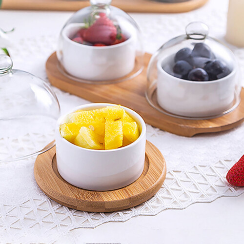 Worgeous  Ceramic Dessert Bowl Shape Rectangular Reusable Travel White 2