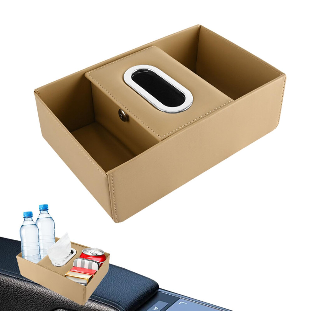 Car Armrest Storage Box Organiser Centre Console Organiser Tissue Storage Box Color For Trucks Sedans Suvs Beige 9393856020362