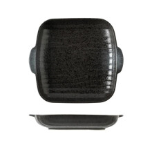 Ceramic Baking Bowl Microwave And Oven Safe Double Ear Noodle Bowl Black Versatile Bakeware Tray For Cooking And Serving