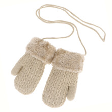 zweilagige plüschhandschuhe beige 1–4 jahre mit aufhängeschlaufe