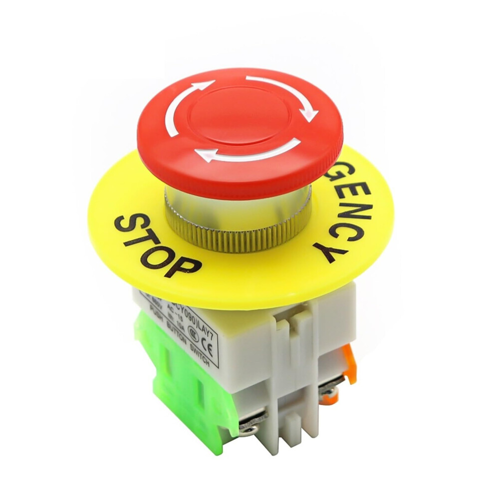 1No 1Nc Dpst Emergency Stop Push Button Switch, Ac 660V 10A, Latching Self-Lock, Elevator/Lift Use 9016109120915