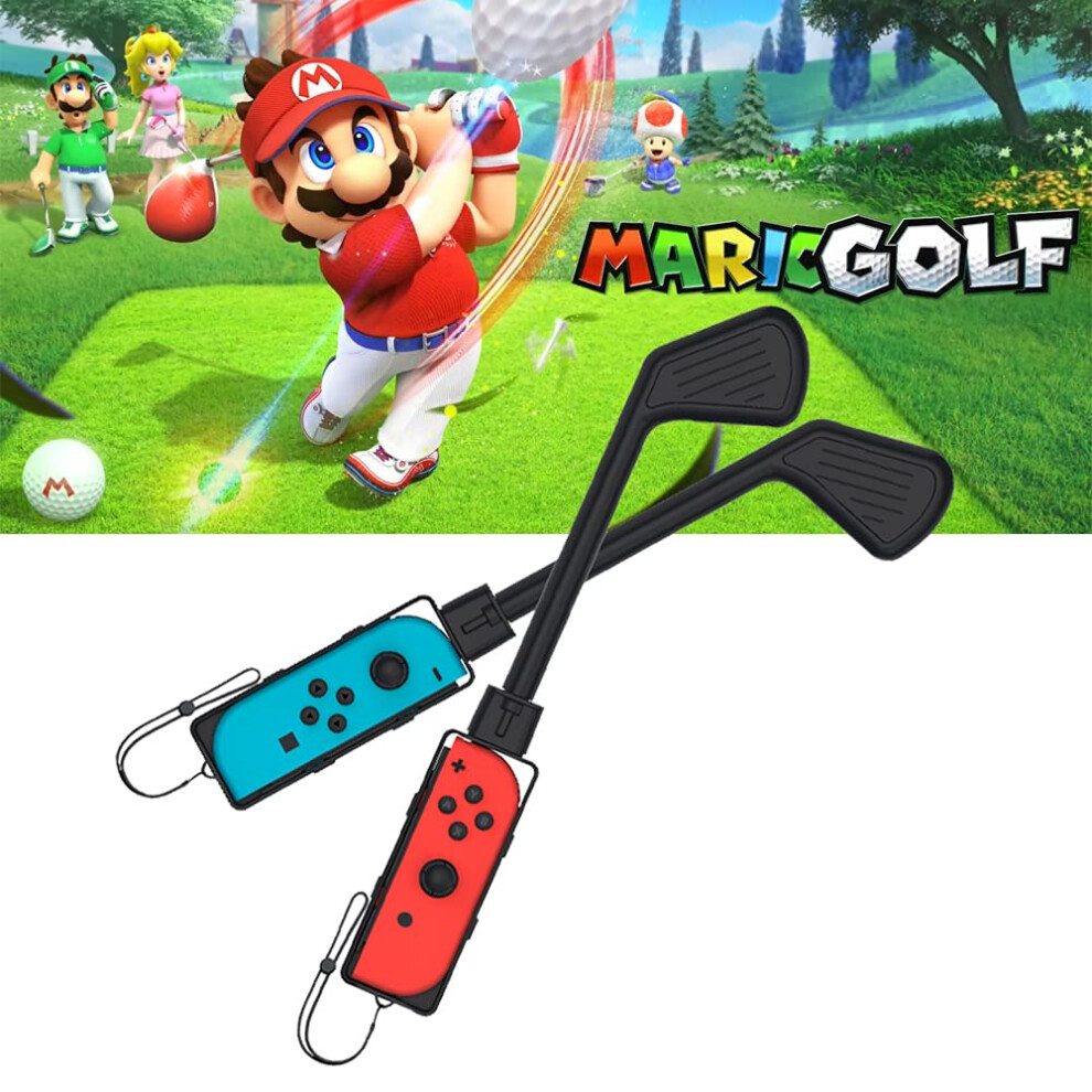 Golf Club For Mario Golf: Super Rush - Nintendo Switch Joy-Con Mini Golf Hand Grips With Wrist Strap 2 Pack Black 9354506971168