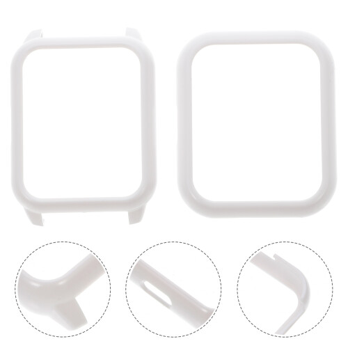 2Pcs White Plastic Watch Screen Protector Ultra-Thin Durable Cover 1