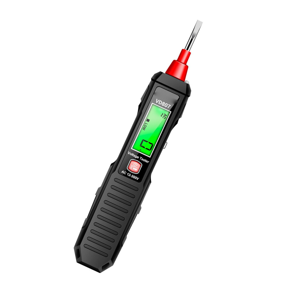 Ac12-300V Voltage Tester Pen, High-Accuracy Tester With Lcd Display And Led Light, Voltage Detector Tool, Black 9393856021307