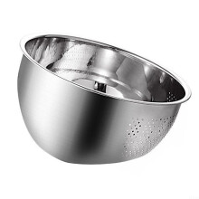 Heavily Built Stainless Steel Rice Washing Bowl With Unique Side Drainers 304 Material 23 Cm Food Preparation