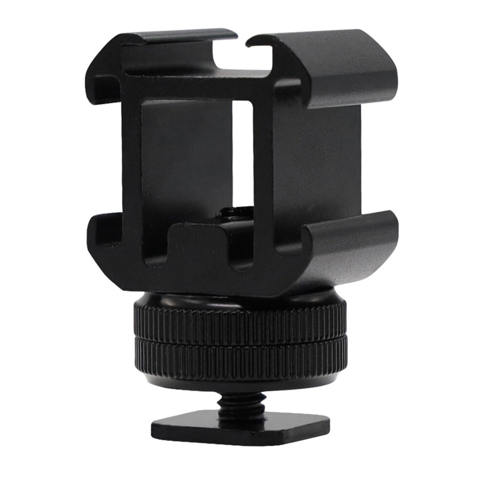 Triple Cold Shoe Mount Portable Metal Base Bracket For Dslr Mirrorless Cameras Vlogging With Double Hot Shoes 9354506972127