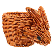 handgewebter hasenförmiger korb aus imitat-rattan für kinderzimmer