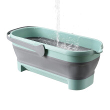 Collapsible Bucket With Handle 22.44in Large Capacity Folding Rectangular Cleaning Bucket For Mopping Green 1 Pack