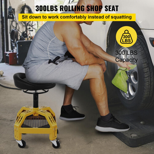 VEVOR VEVOR Rolling Garage Stool  300LBS Capacity  Adjustable Height from 24 1