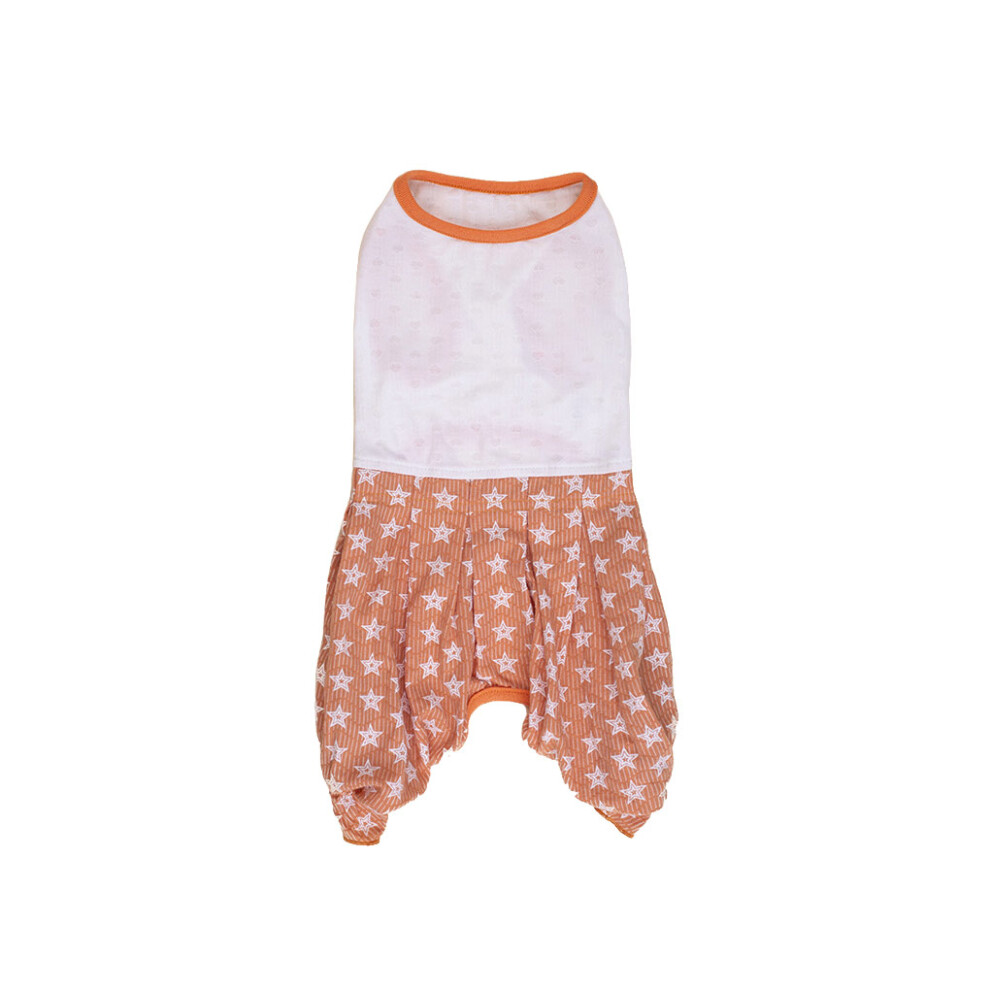 (Orange Stars, XL) Dog Romper Handily Wear Pet Costume Workmanship Open Design Puppy-image-OPC-PKS8BMQ-NEW