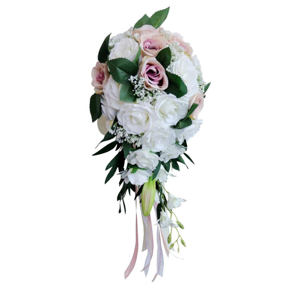 (White Lotus) Beautiful Wedding Hand Bouquet Delicate Bridal Holding Flowers Bride-image-OPC-PKS8GGQ-NEW