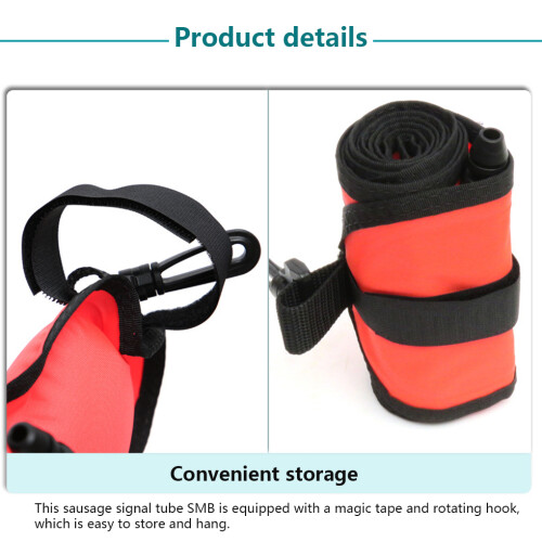 (Fluorescent Red) Marker Buoy Scuba Diving with Rotatable Hook SMB Floating Accessories 1
