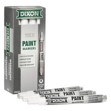 Dixon Industrial Paint Markers, balenie 12 fixiek so stredn m hrotom, biele (80229)
