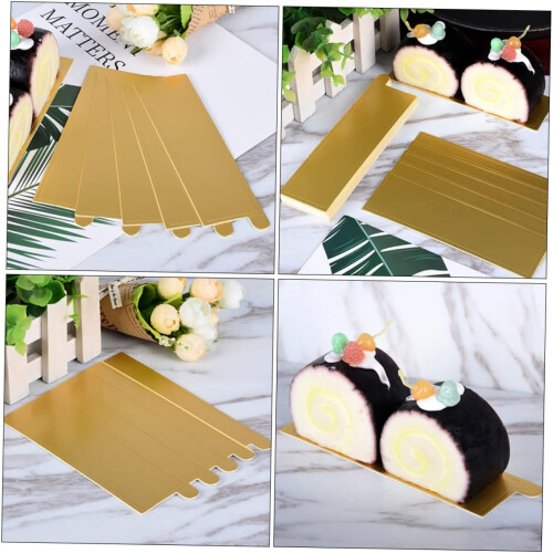 Gold Mousse Cake Board Rectangular 100-Pack Sturdy Cardboard Base For Birthday And Wedding Desserts Reusable Plates 2