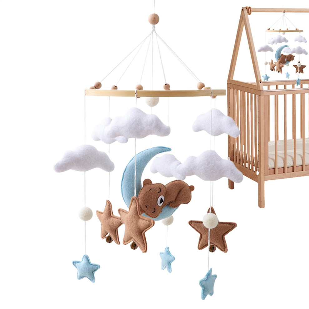 Baby Mobile Bear Felt Cloud Crib Mobile For Pram, Bed, And Changing Station - Soothing Nursery Decor