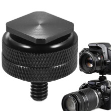 Hot Shoe Holder Adapter - Double 1/4-Inch Screw Action Camera Connector, Tripod Mount, Metal Flash Shoe Mount