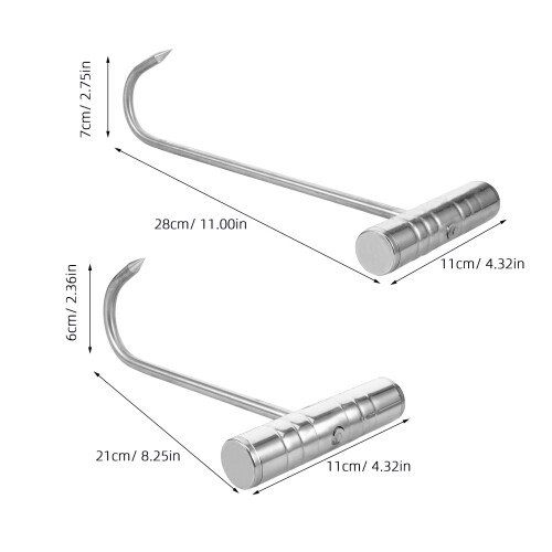 2 rvs haken t- vleeshanger voor vlees 1