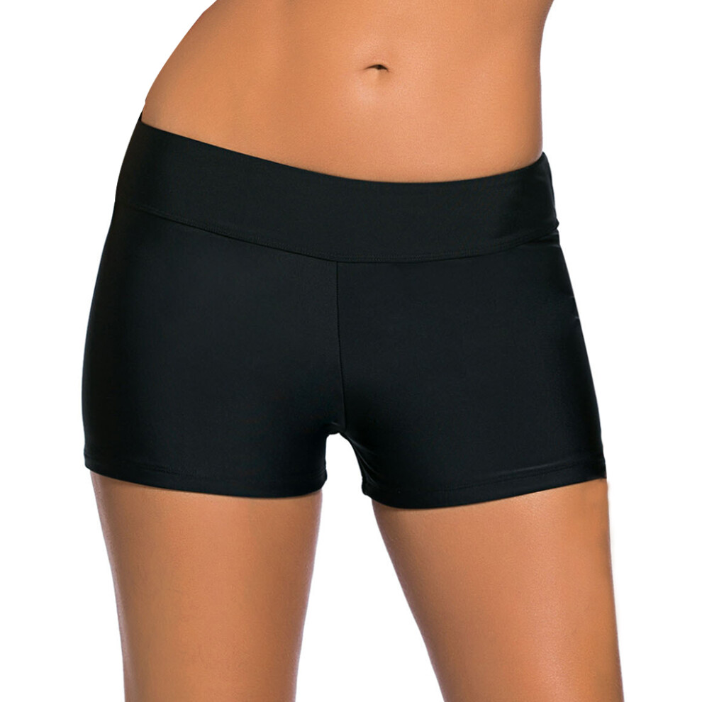 (Black, S) Swimming Trunk Drawstring Design Swimsuits Wide Waistband Short-image-OPC-PKS986P-NEW