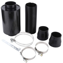 3" Intake Air Filter Carbon Fibre Cold Air Filter Reusable Induction Kit Washable Universal Intake Pipe Hose Kit For Car