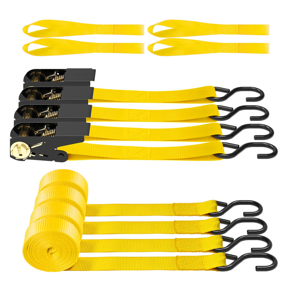 Awelcraft Ratchet Straps 1500 Lbs Breaking Strength - Premium 4X 15Ft Tie Down Strap Set 4X Soft Loops For Moving Appliances Lawn Equipment Motorc 6951340640682