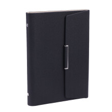 Cahier Business PU Noir A5 Avec Poches Et Support Stylo