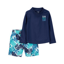 Simple Joys by Carter's Toddler Boys' Swimsuit Trunk and Rashguard Set
