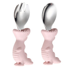 2St Baby En Set Roze 304 Rvs En PP Babybestek