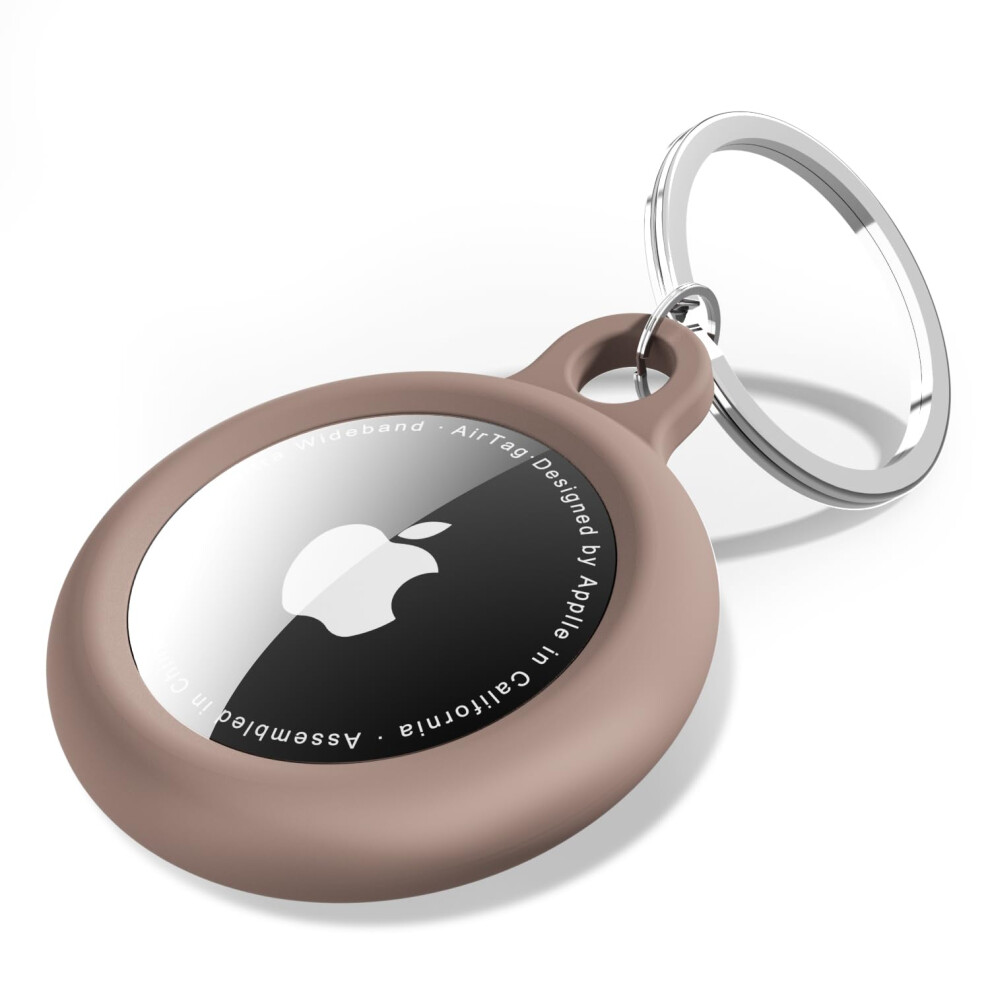 Airtag Silicone Keychain Holder With Key Ring, Waterproof Airtag Case Compatible With Apple Airtag Brown 9393856025596