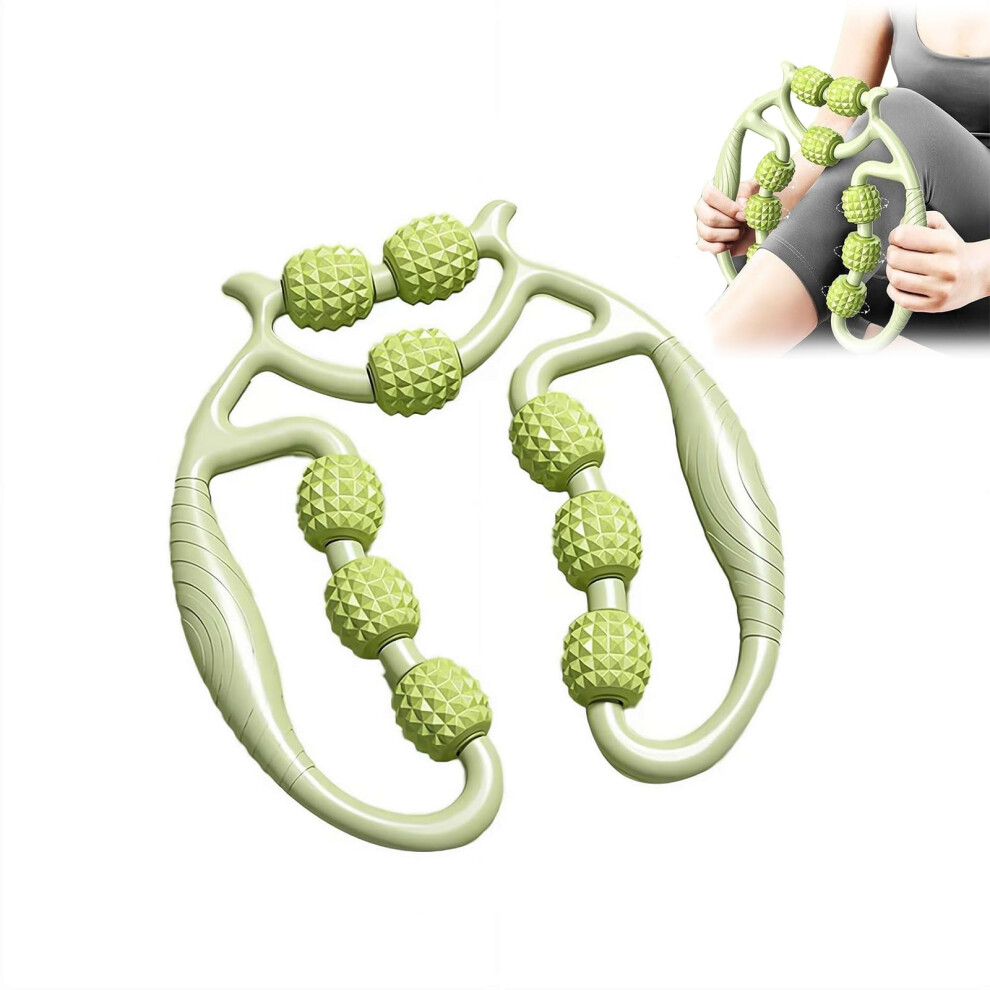 Circular Leg Clamp Roller Manual Massage Roller With 9 Wheels Cellulite Roller Leg And Arm Massager Green