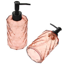 2Pcs Pink Glass Soap Dispensers with Pump Durable Home Bathroom Use