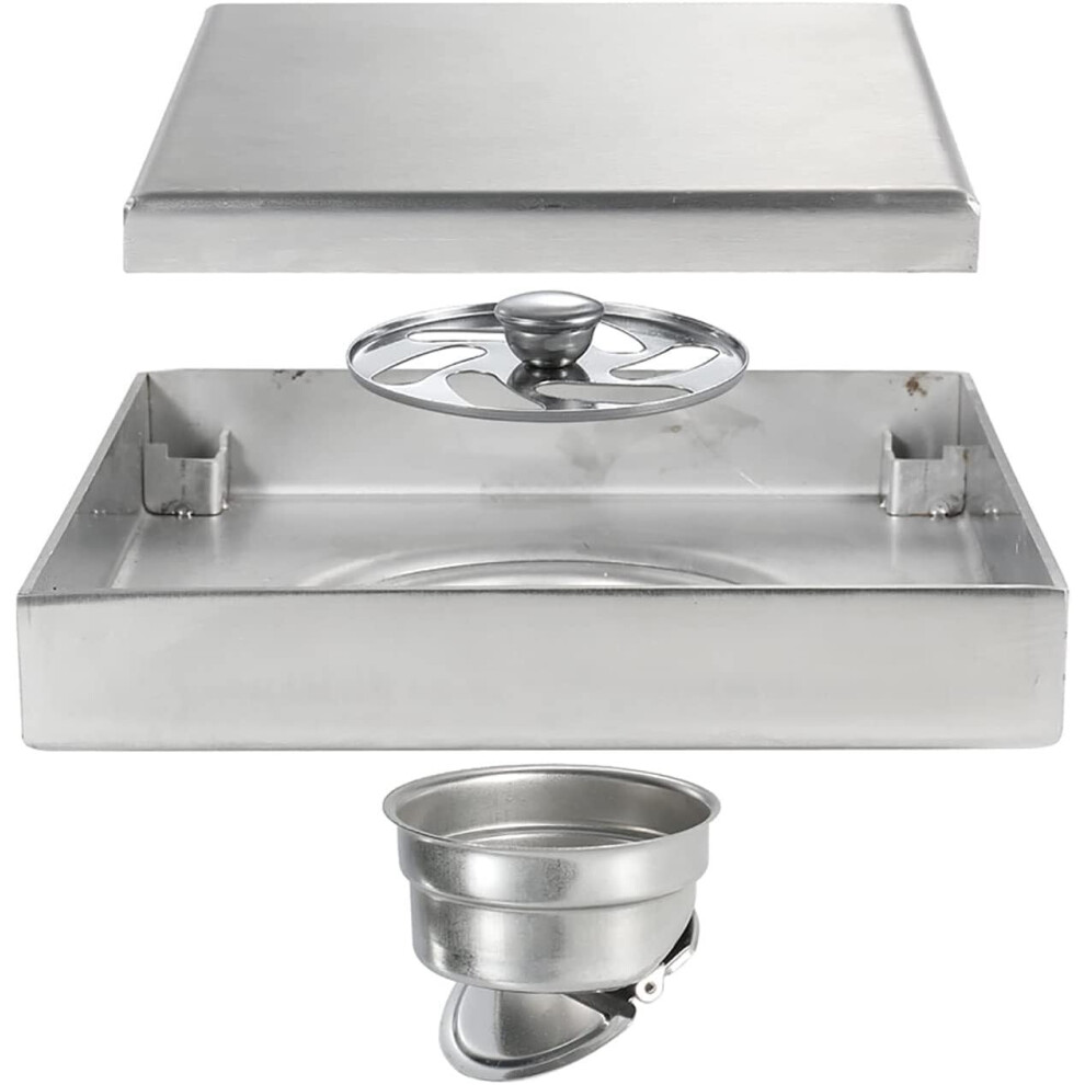 Stainless Steel Shower Drain 4-Inch Brushed With Removable Pattern Grate 304 Stainless 120X120mm Hair Strainer Bathroom 9393856026050