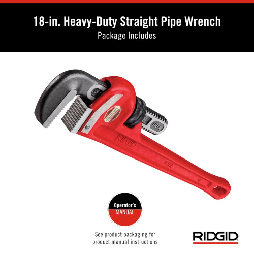 Ridgid Ridgid 31025 Modelo 18 Chave de tubo reta de servi   o pesado Chave de 18 polegadas Chave de encanamento RED LUDE 1