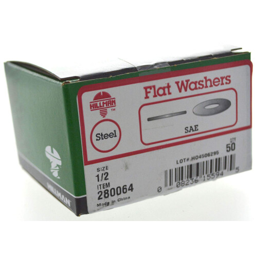 Hillman 50-Pack 280064 SAE 1/2-Inch Flat Washer 1/2"""" 2
