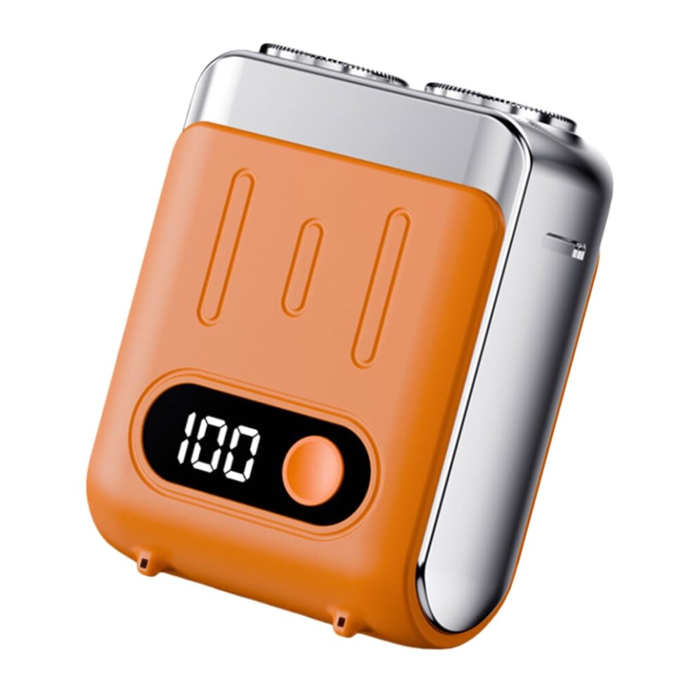 Orange Electric Trimmer For Men With Digital Display Quiet Motor Travel Friendly Beard Grooming Tool