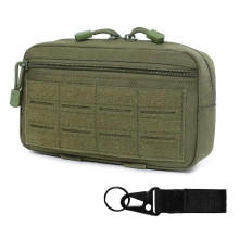 Molle Pouch Tactical Military Belt Bag With Fixed Buckle Horizontal Modular Pouch For Hiking Hunting Green