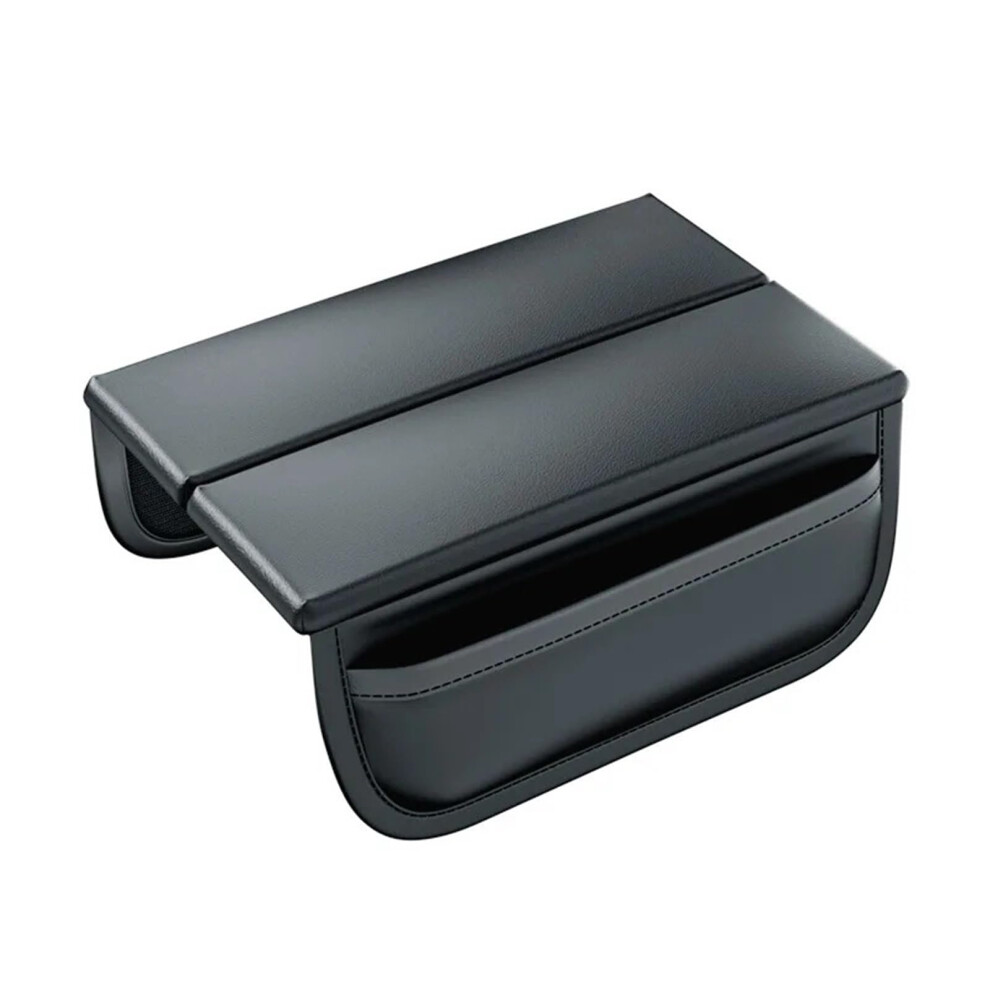 Armrest Storage Box 2025 Model Double-Lid With Soft Memory Heightening Elbow Support Pad And Side Storage Pocket Black 9393856026470