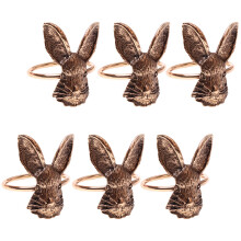 6Pcs Golden Alloy Rabbit Napkin Rings Holiday Table Decorations