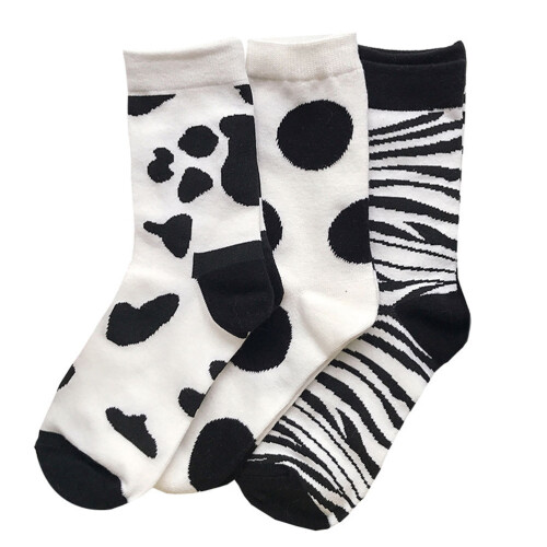 3 paar katoenen middelhoge , zebra-ontwerp